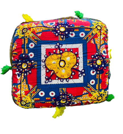 Cojín Bordado a mano - Multi Square Red