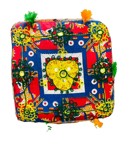 Cojín Cuadrado bordado a mano Azul - Verde