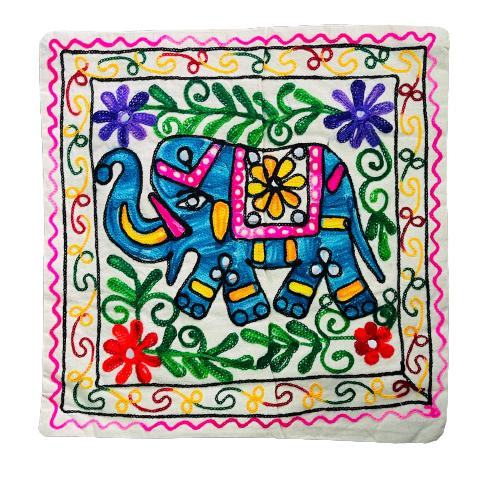 Funda de Cojín Elephant Light Blue&Pink