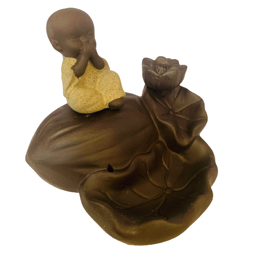 Porta Incienso Cascada Budda Risueño Yellow + 10 inciensos