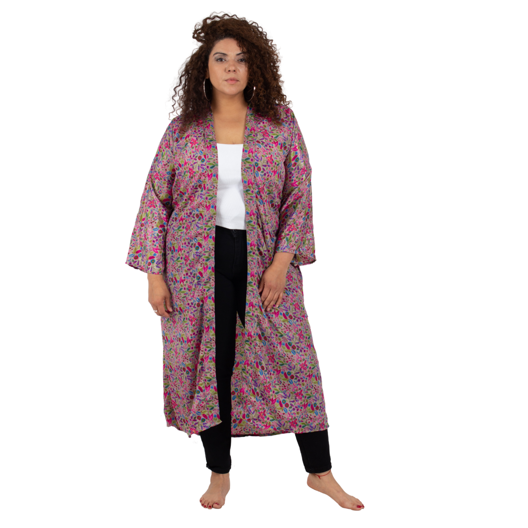 Kimono Trisha Gris con Rosa