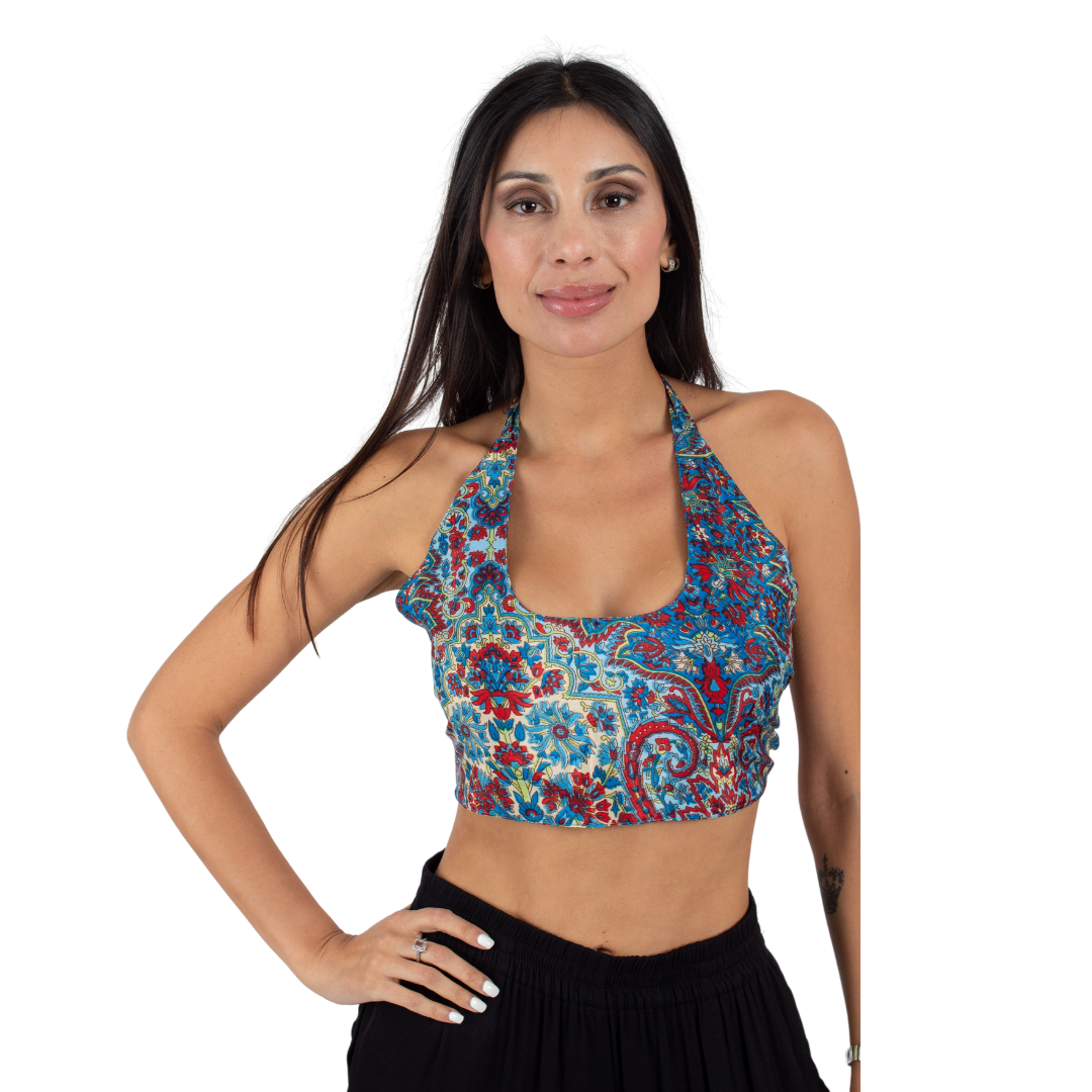 Top Trisha Azul con Rojo