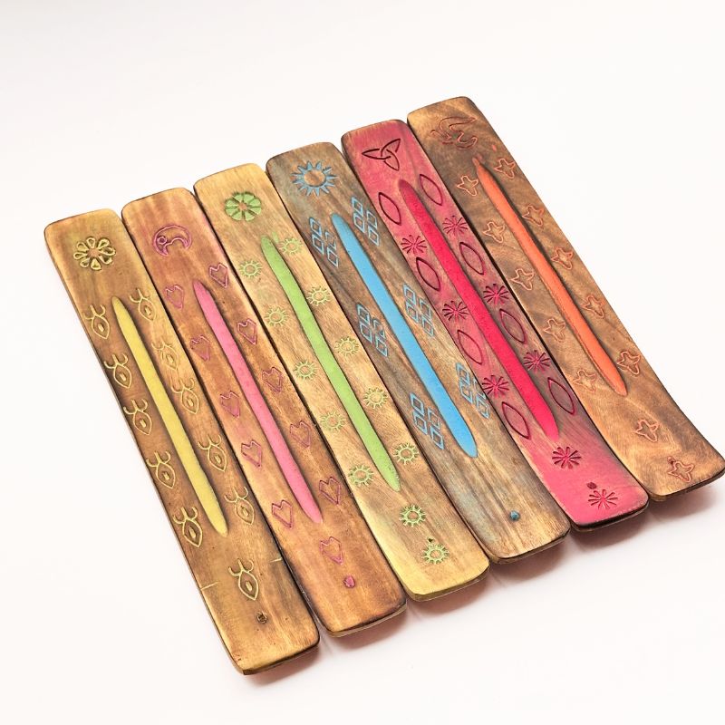 Porta incienso Natural Wood Fucsia