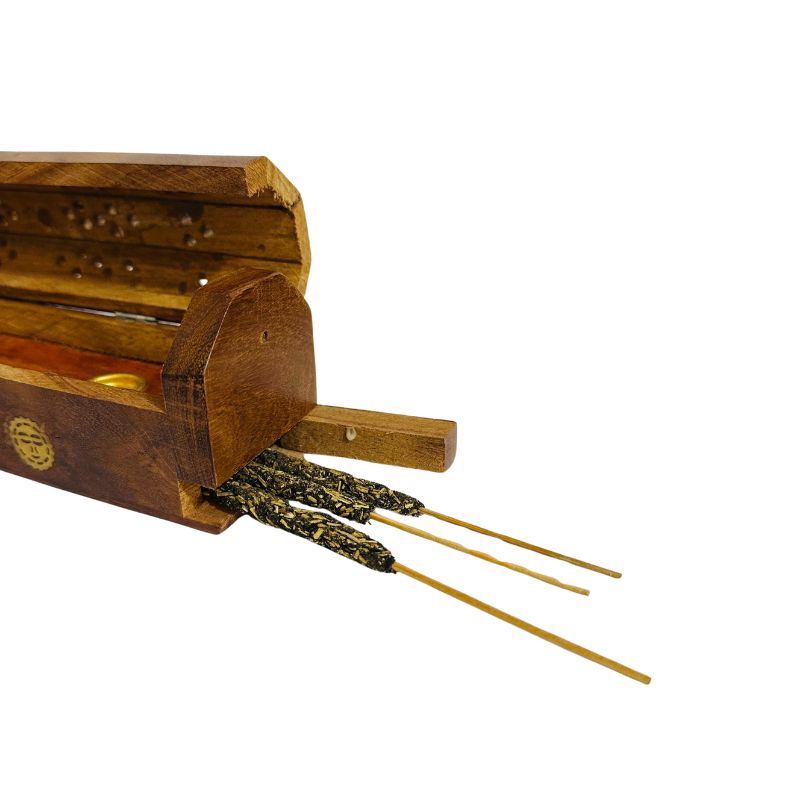 Porta Incienso Caja de Madera - Sol