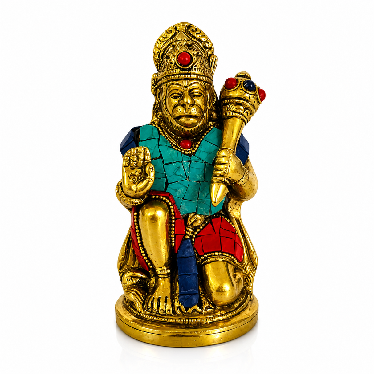 Hanuman Bronce con Piedras 16 cm