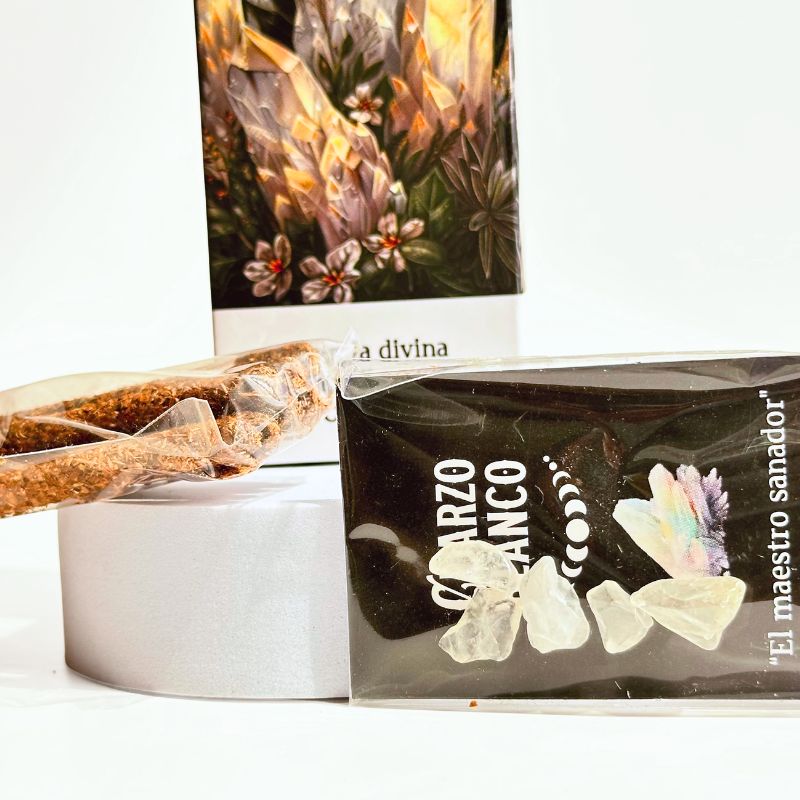 Incienso Dulce con Piedras de Cuarzo Blanco