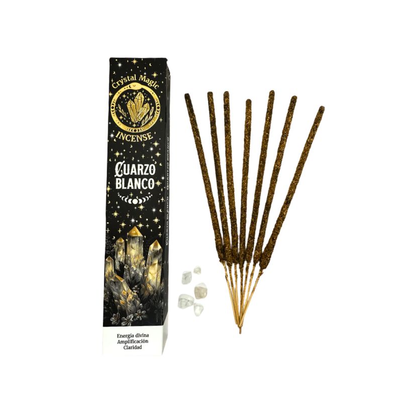 Incienso Dulce con Piedras de Cuarzo Blanco