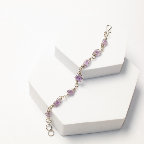 Pulsera Tejido Alpaca Piedra Amatista