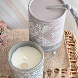 Vela Boho Salvia Blanca con Piedra Cuarzo Cristal 200gr