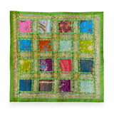 Funda de Cojín Verde con Parches Brillosos