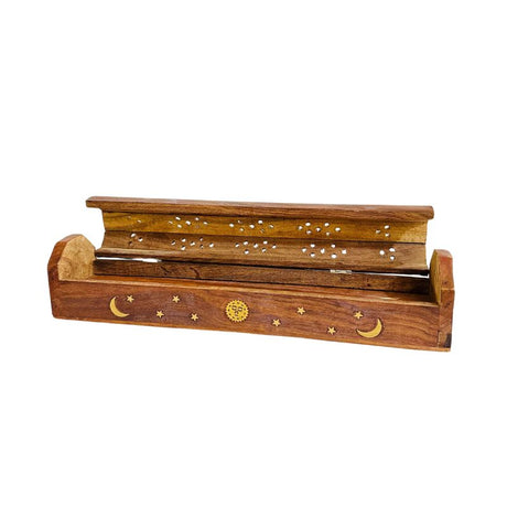 Porta Incienso Baul de Madera - Sol Luna Estrella