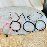 Pulsera de Hilo 6mm Ajustable con Piedra Preciosa