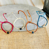 Pulsera de Hilo 6mm Ajustable con Piedra Preciosa