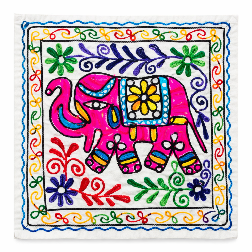 Funda de Cojín Elephant Rosado y Rojo