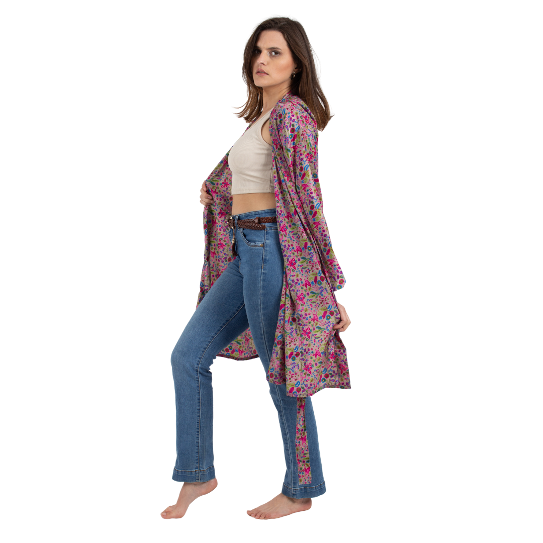 Kimono Denali Gris con Rosa