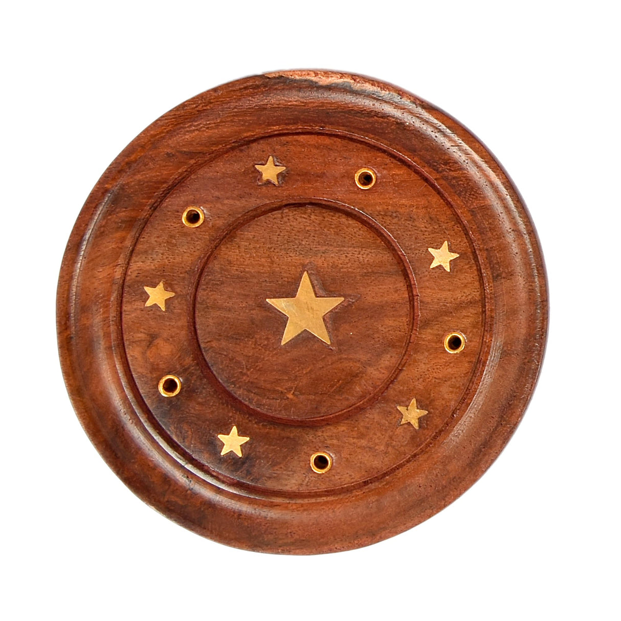 Porta Incienso Redondo de Madera Estrella
