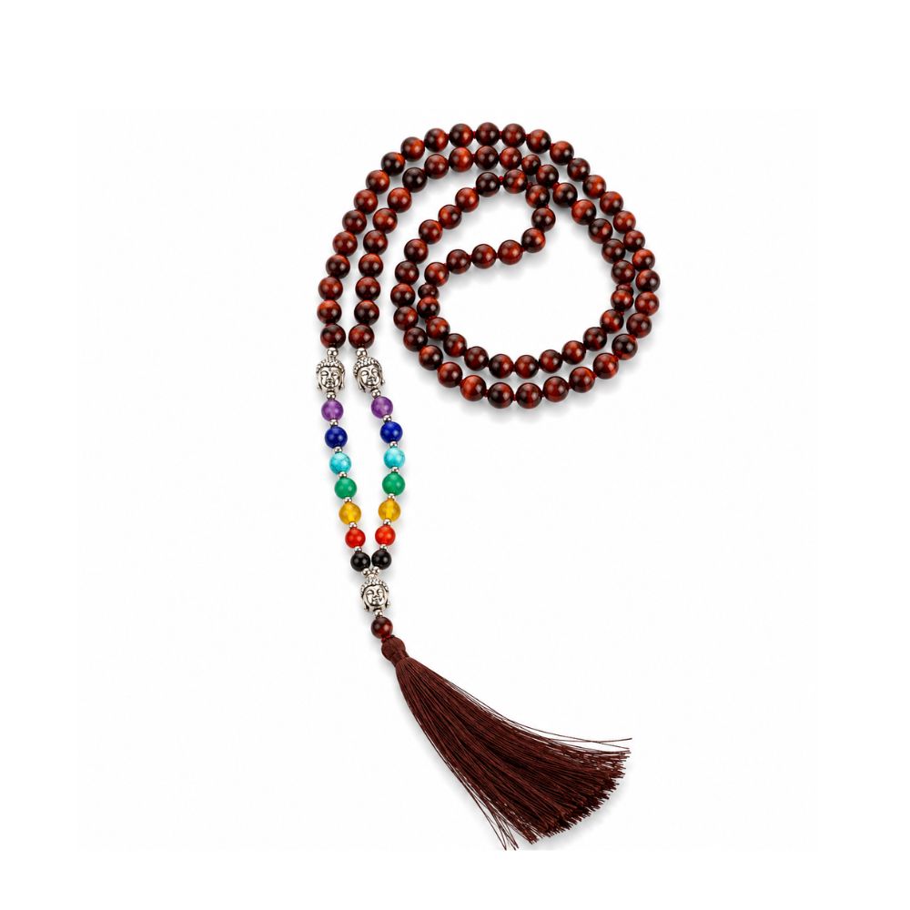 Japa Mala Budda Ojo de Tigre Rojo 6mm