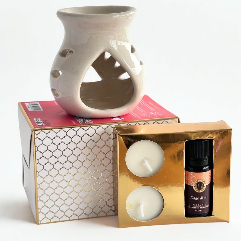 Set Difusor de Cerámica Ayurveda Salvia y Menta