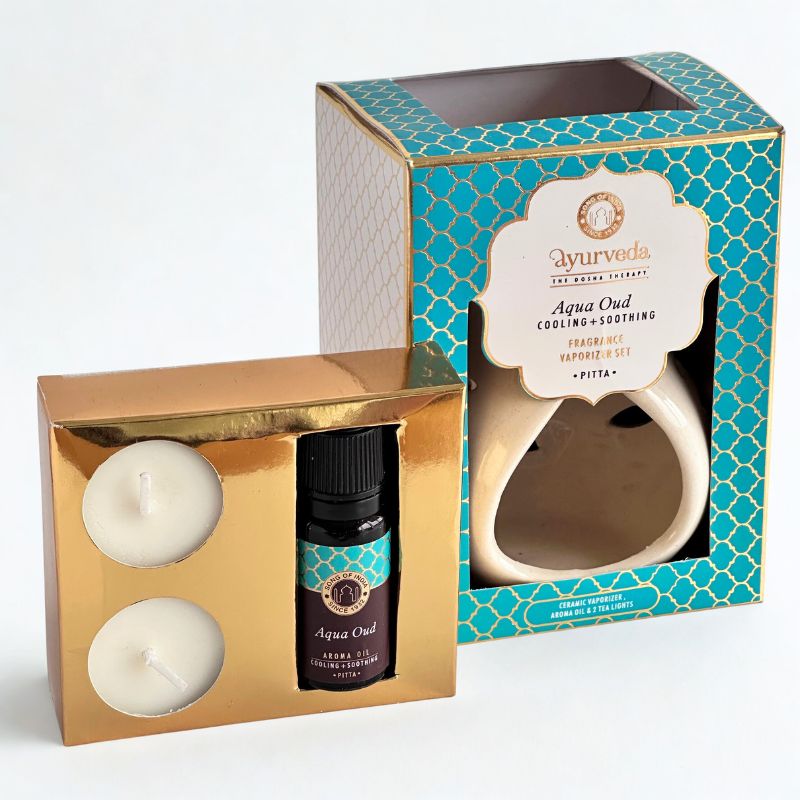 Set Difusor de Cerámica Ayurveda Aguamarina