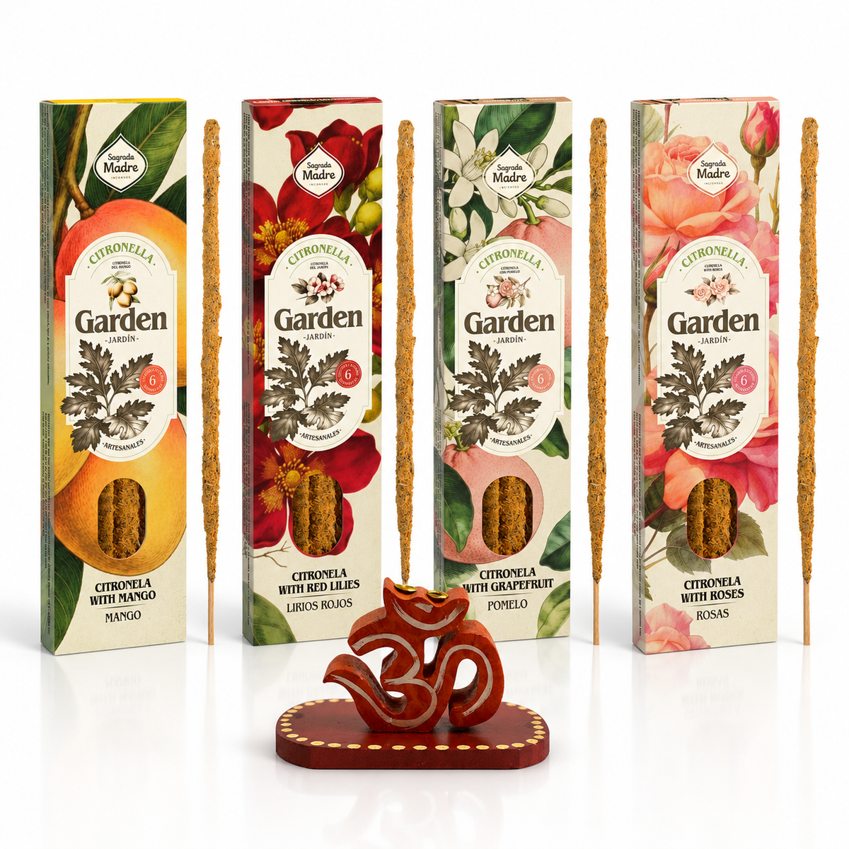 Pack 4 Sahumerios Garden + Porta Incienso