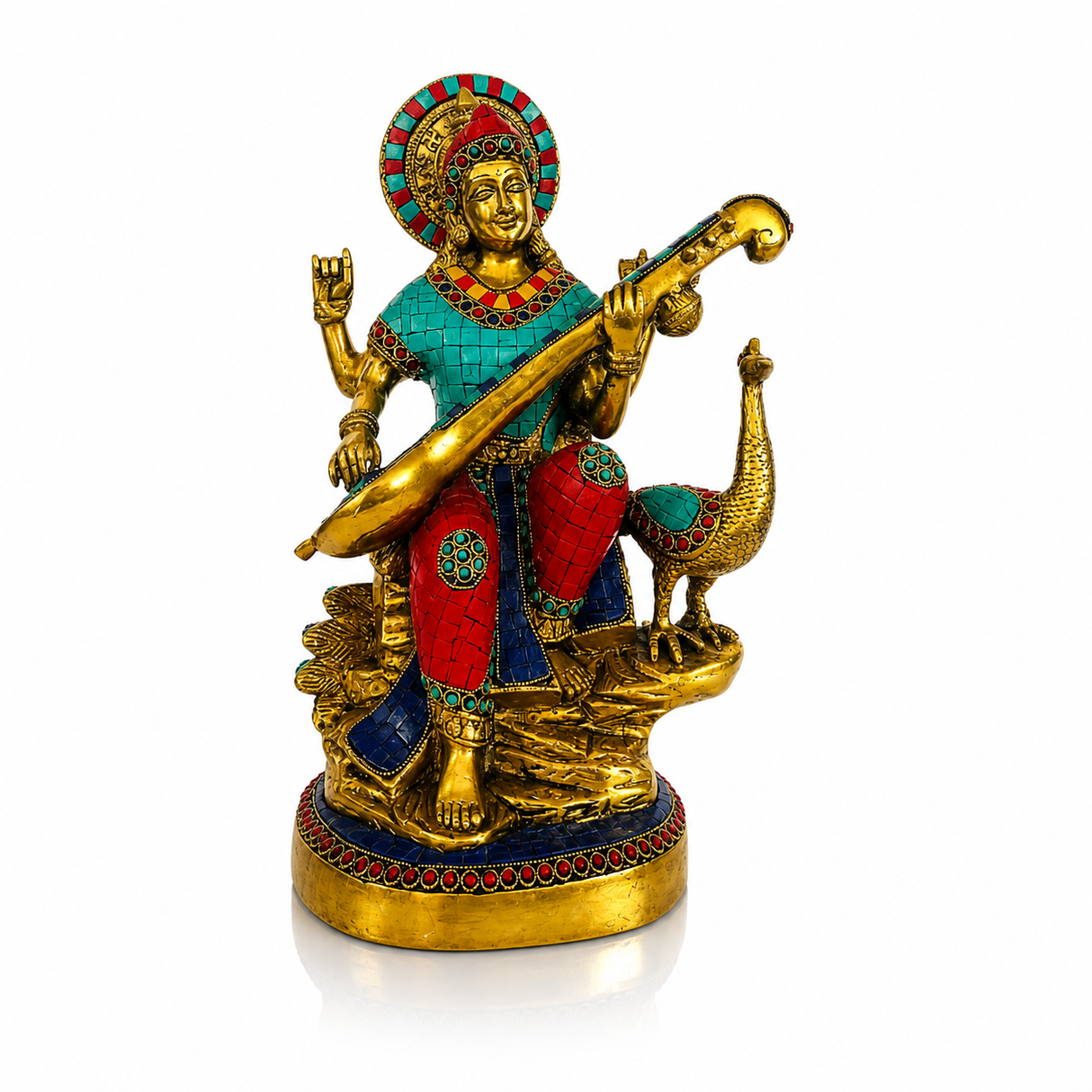 Saraswati Bronce con Piedras 38 cm