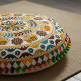 Cojin Boho Amarillo Redondo Grande