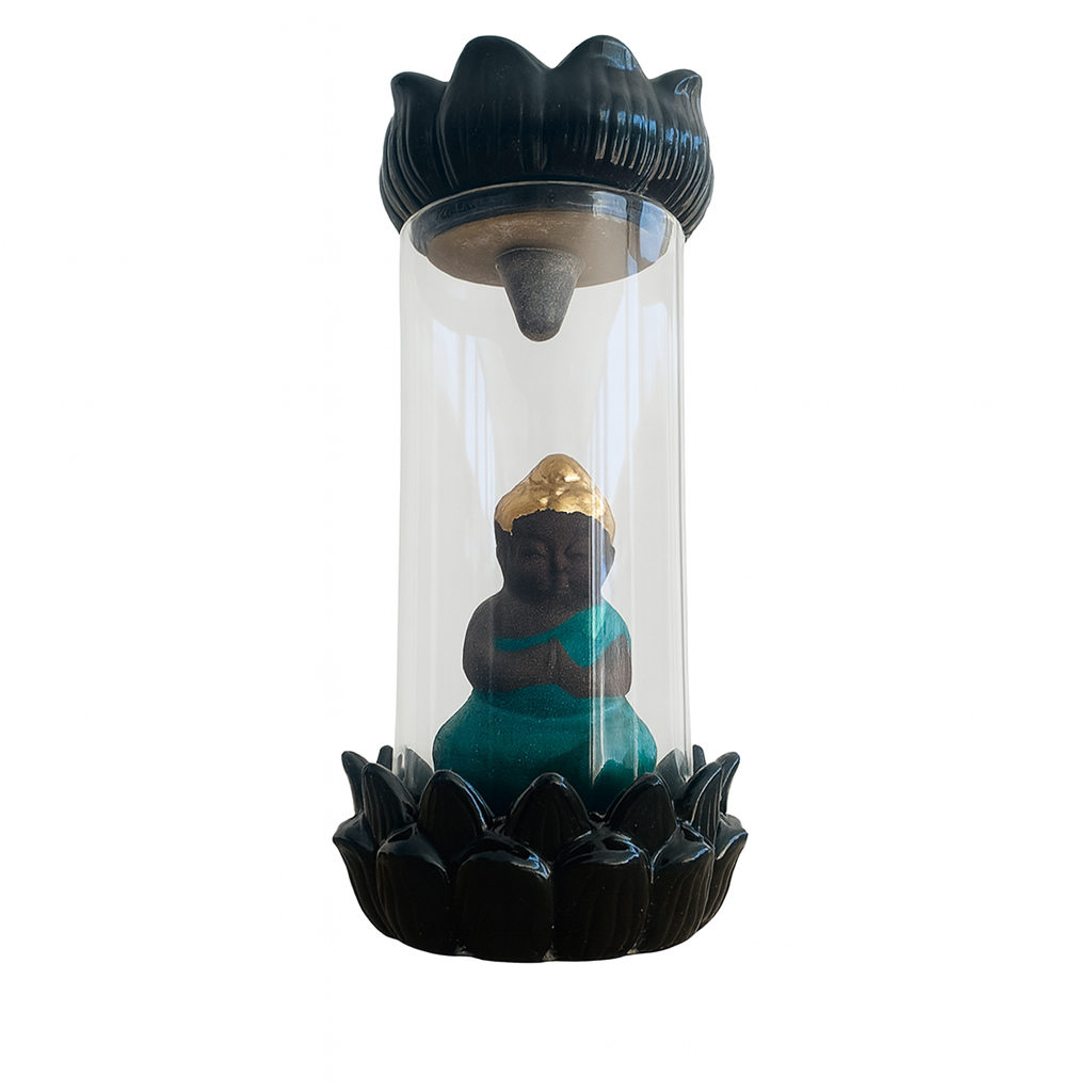 Porta Incienso Cascada Glass Budda + 10 inciensos especiales