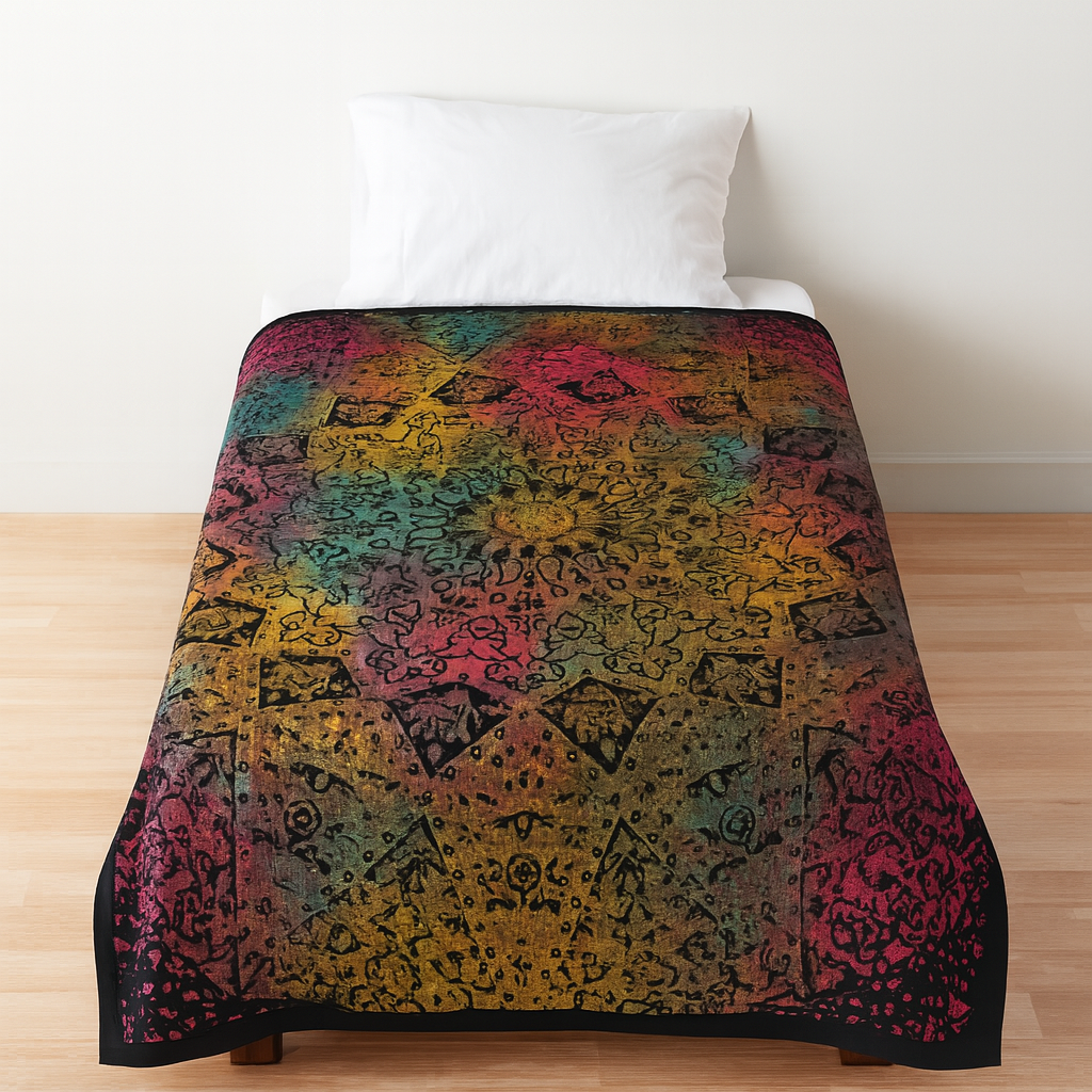 Cubrecama 1 Plaza Mandala Zentangle Multicolor