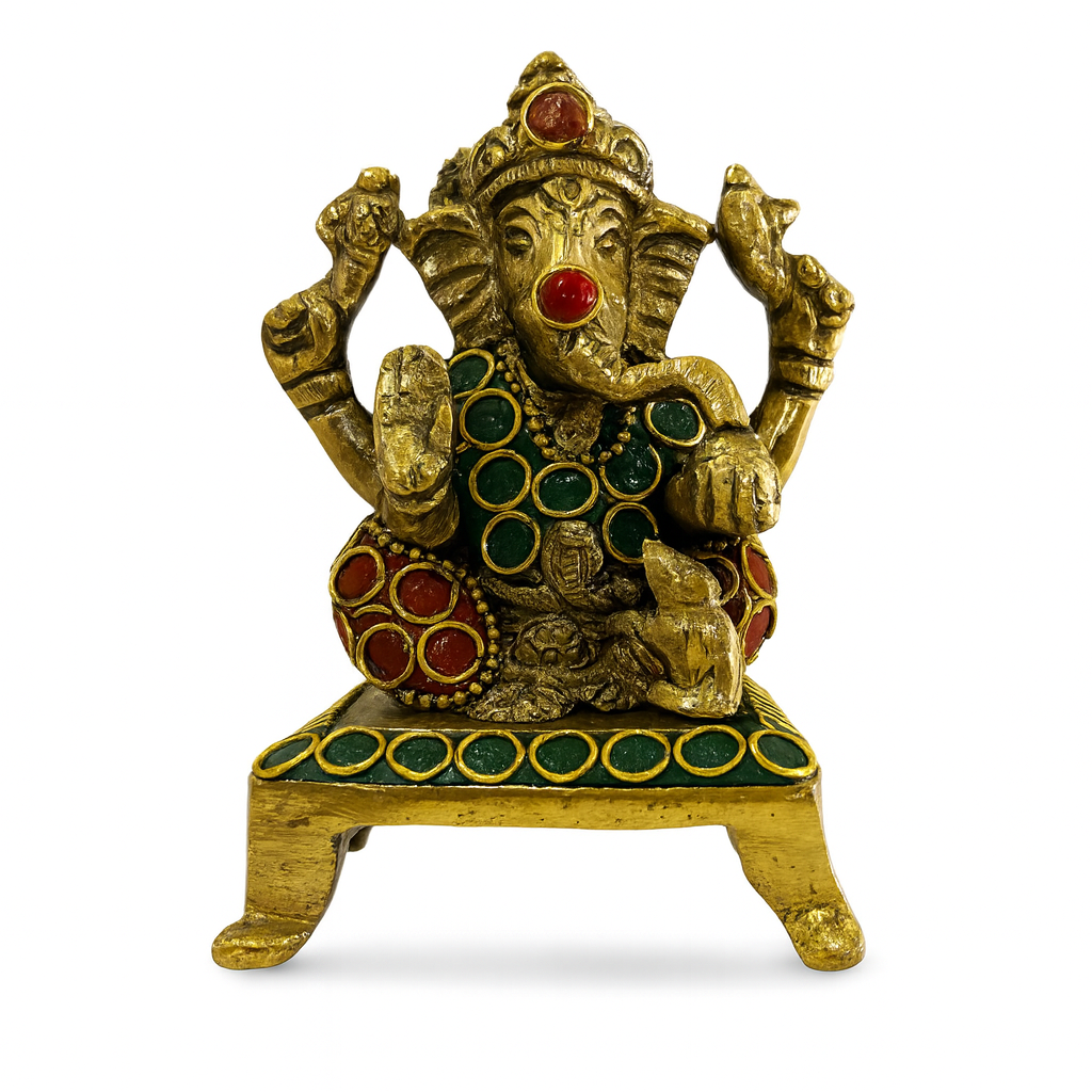 Figura Ganesh Bronce y Piedras