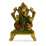 Ganesh Bronce con Piedras 10 cm