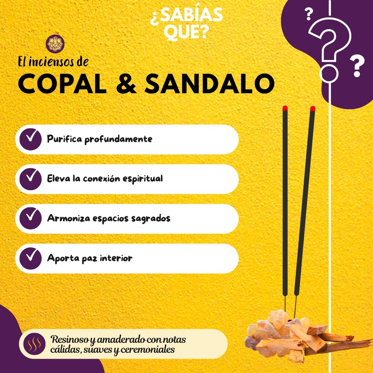 Incienso Natural Copal Sandalo - Hari Darshan