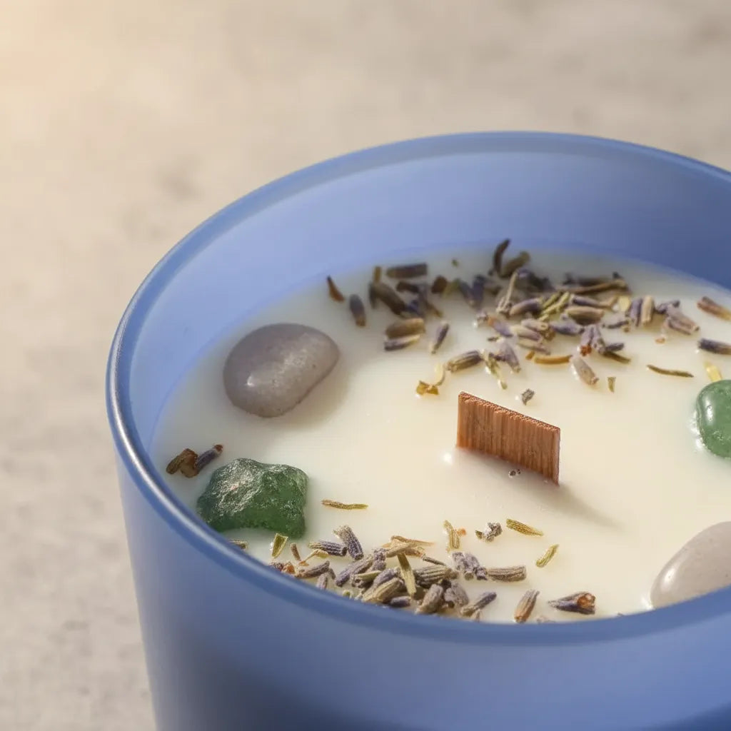 Vela Lavanda con Aventurina Verde (Energía Sanadora)