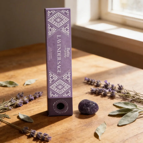 Incienso Lavanda y Salvia con Piedra Amatista