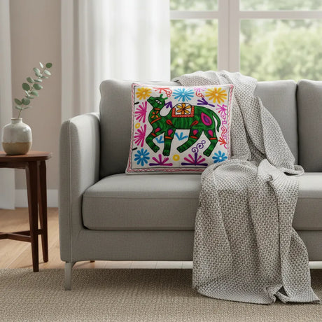 Funda de Cojín Camello Verde