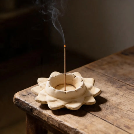 Sahumador Porta Incienso  Flor de Loto Ceramica