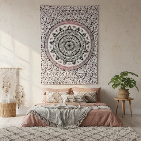 Tapiz Mural Mandala Rosado