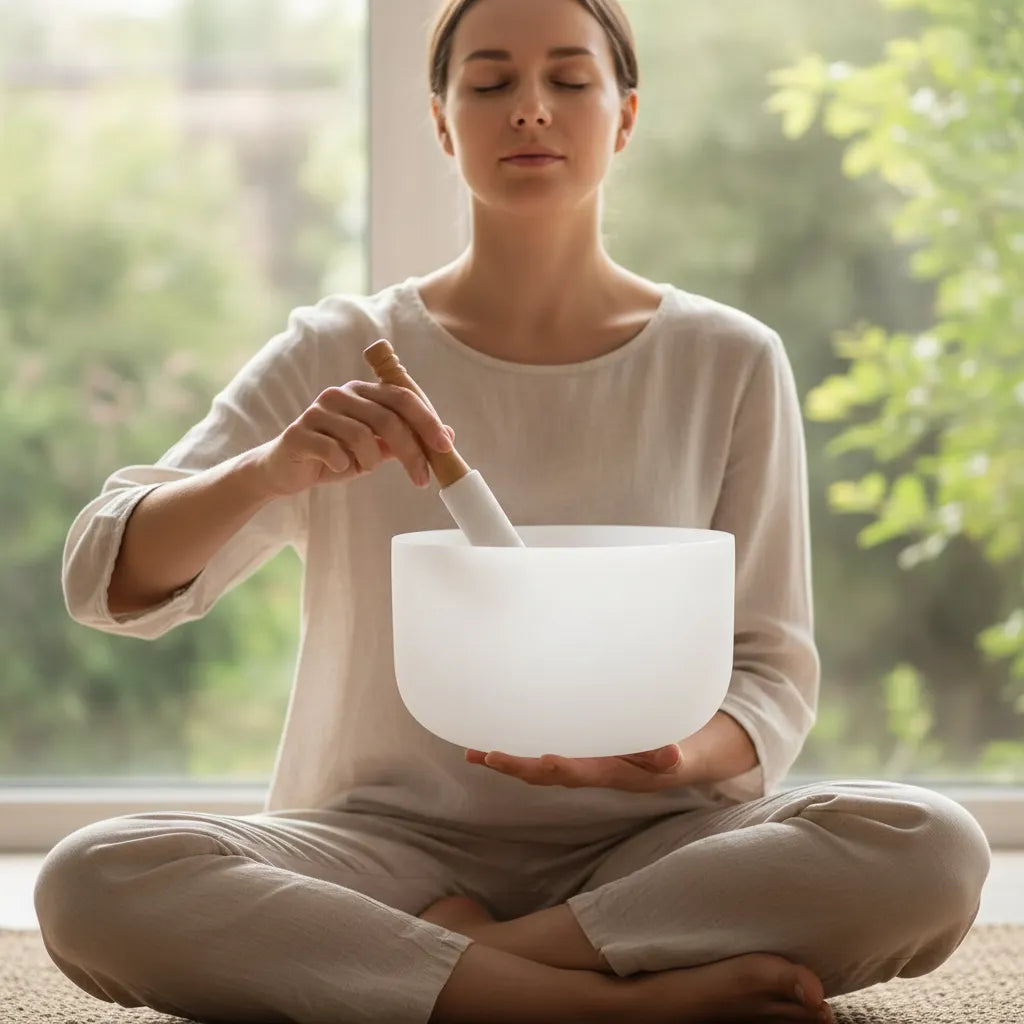 Cuenco Tibetano Cuarzo 8 Pulgadas Nota FA