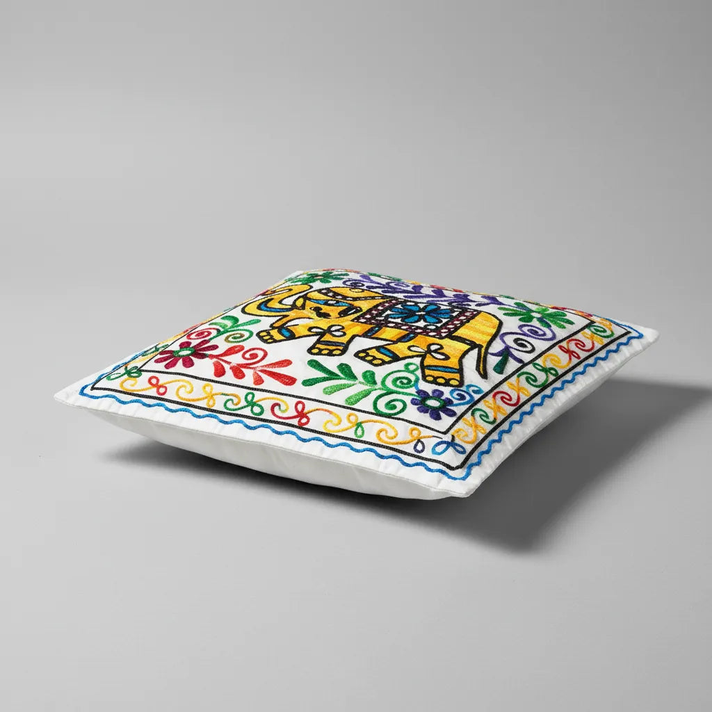 Funda de Cojín Elephant Amarillo y Azul