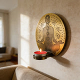 Porta Vela de Pared Chakra Meditación Dorado Pequeño