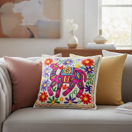 Funda de Cojín Camello Rosa y Amarillo