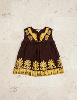 Blusa Darpita Café con Amarillo