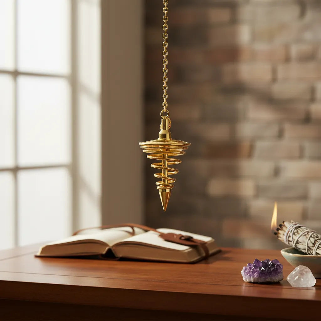 Péndulo Metal Espiral Dorado
