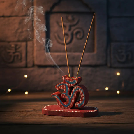 Porta Incienso OM con Base Rojo