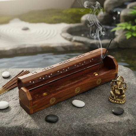 Porta Incienso Caja de Madera - OM