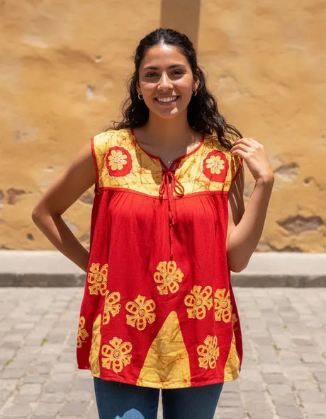 Blusa Chandri Rojo con Amarillo