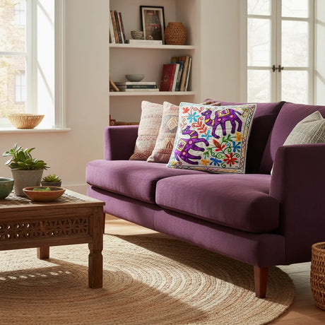 Funda de Cojín Camello Duo Morado