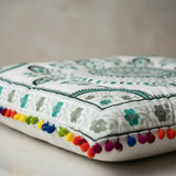 Cojin Boho Verde Cuadrado Grande