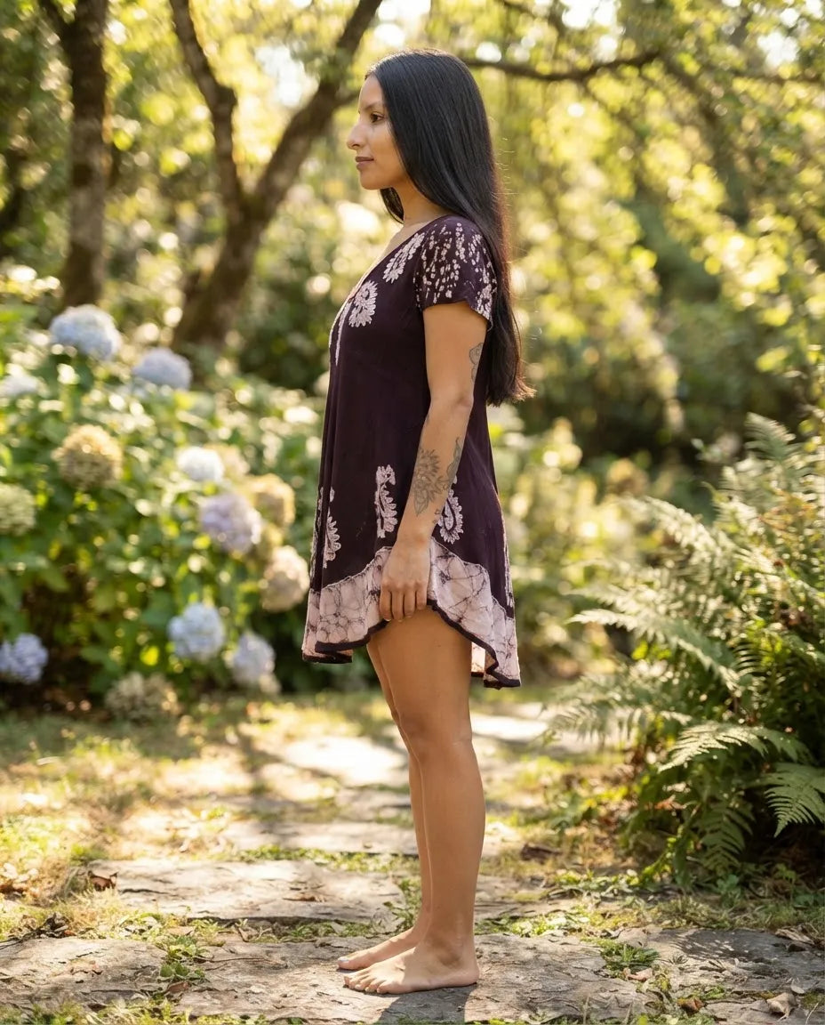 Blusa Vestido Devamati Violeta con Blanco