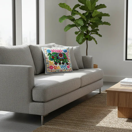 Funda de Cojín Elephant Verde y Rosado