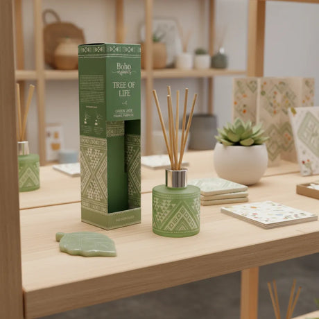 Difusor de Varilla Boho Árbol de la Vida con Piedra Jade